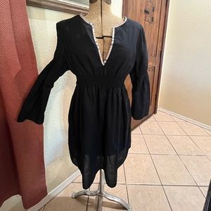 Burberry London Made in Italy dress or blouse. Black color V neck 100% cotton